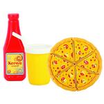 Фастфуд Пицца, кетчуп, стакан с трубочкой 