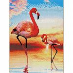 Алмазная мозайка 30*40 Прекрасные фламинго на рассвете