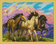 Алмазная мозайка 40*50 Три лошади 