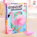Картина нитью String art Фламинго