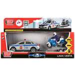 Полицеская машина Lada Vesta 12см и прицеп с мотоциклом