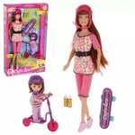 Defa Lucy На прогулке, две куклы со скейтом и самокатом
