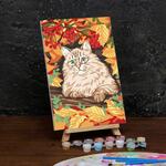 20*30 Картина по номерам «Осенний кот», с подрамником