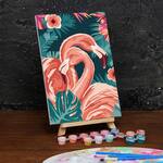 20*30 Картина по номерам «Тропический фламинго», с подрамником